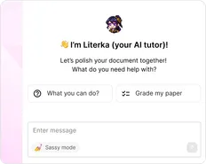AI tutor interface with chat and writing assistance options