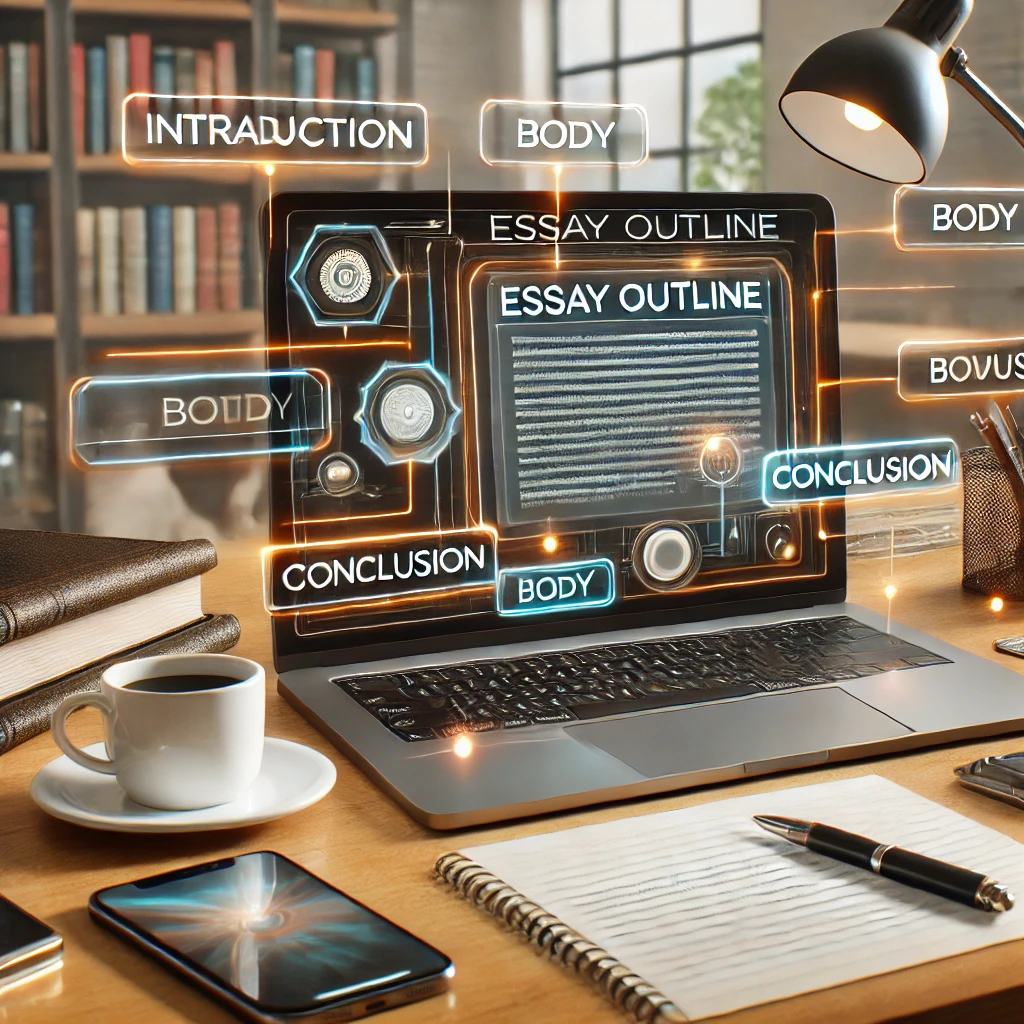 Professional Workspace with Essay Outline Tools