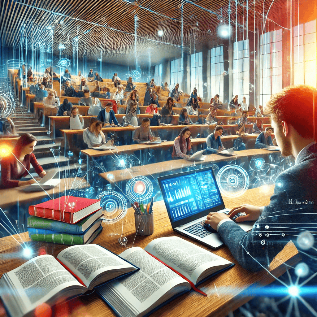 University Lecture Hall with Studying Students