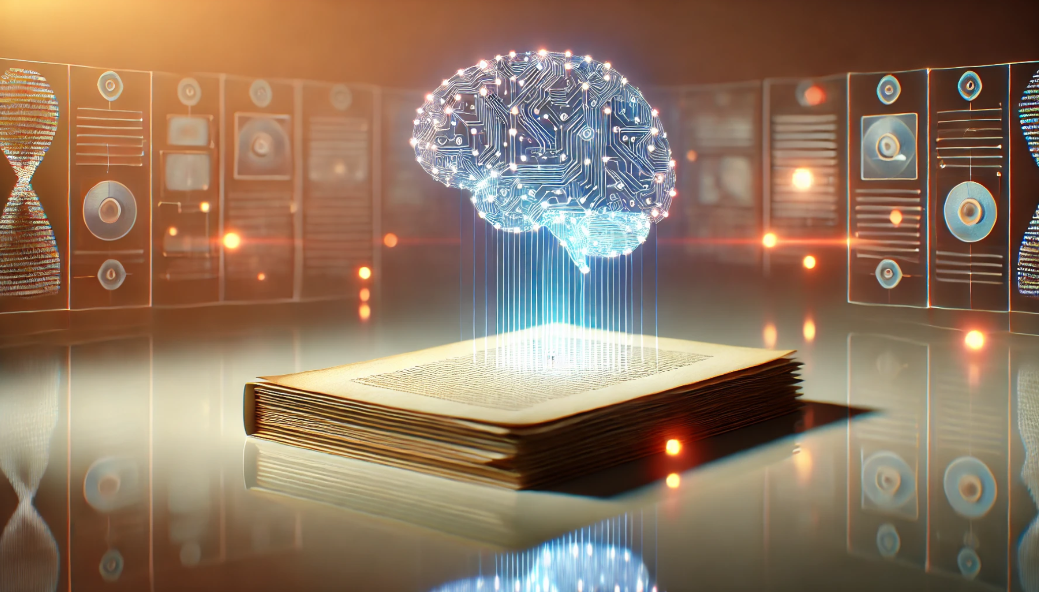 Glowing digital brain, symbolizing AI reflection