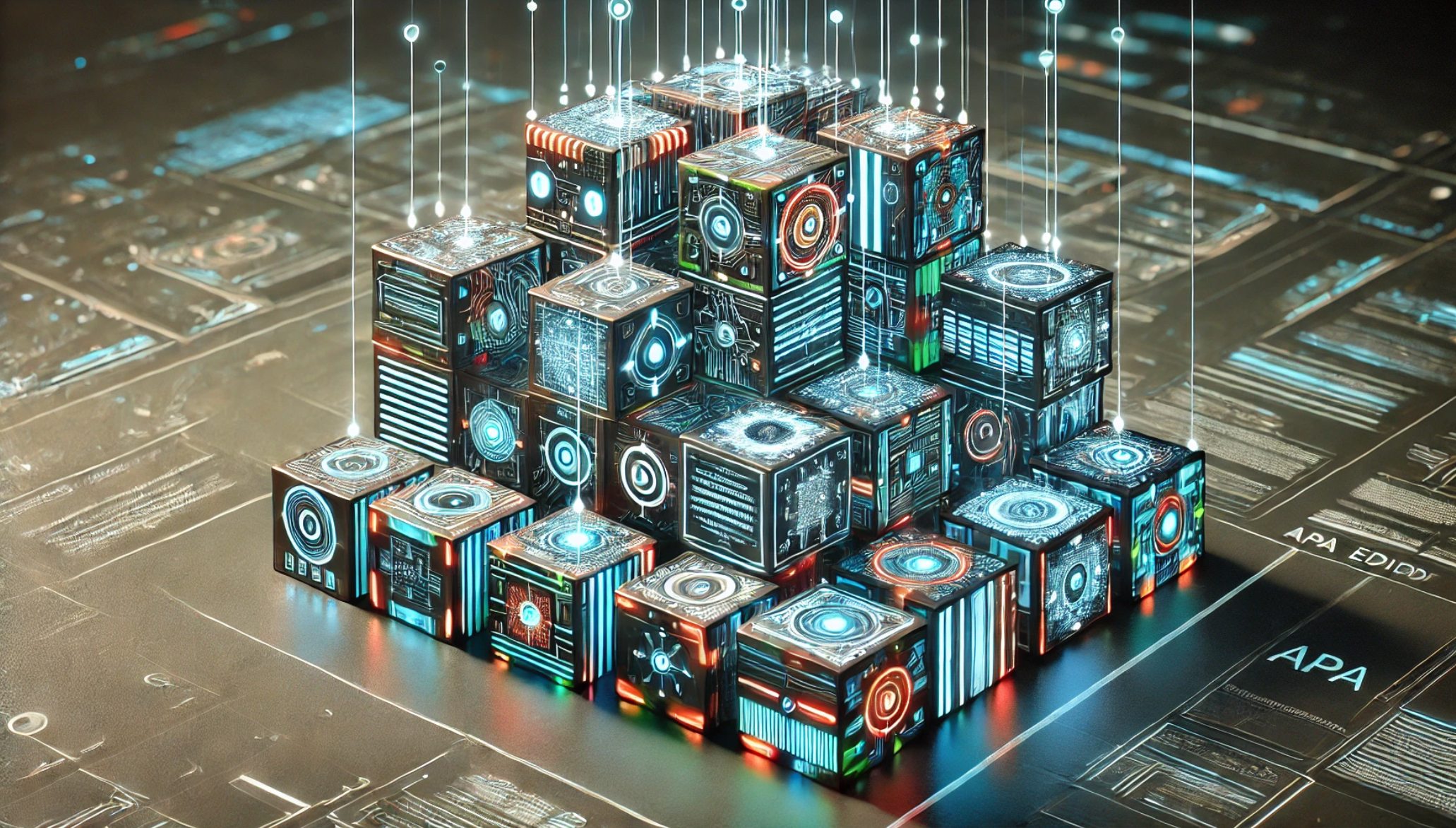 Digital bricks with glowing circuits representing a Citation Machine APA tool